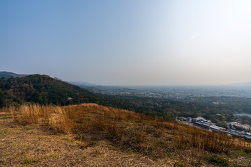 Beautiful Nara Deer mountains at Nara city, Japan. Nara park is a famous place landmark to see wild animals  deer idea for rest relax enjoy lifestyle