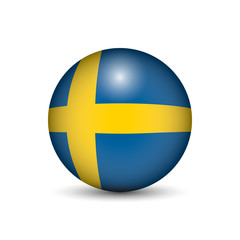 Flag of Sweden in the form of a ball isolated on white background.