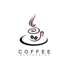 Coffee logo with line, Espresso icon, Coffee mug logo