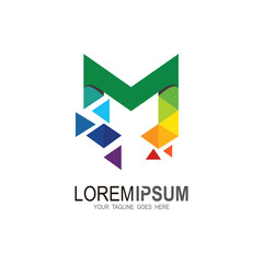 Letter m digital pixel logo design template element, Pixel and letter m logo