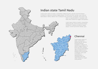 India country map Tamil Nadu state template