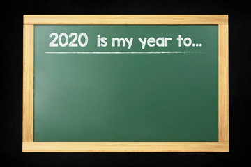 2020 new year expectations on chalkboard	