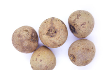 Top view fresh whole sapota fruit isolated on white background
