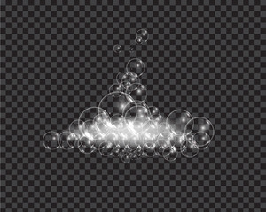 Bath foam soap with bubbles isolated vector illustration on transparent background. Shampoo and soap foam lather vector illustration.