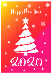 Fototapeta na wymiar New year card, tree, inscription.