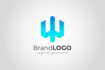 Hexagon Letter W Construction Architecture Building Logo. Flat Vector Logo Design Template Element