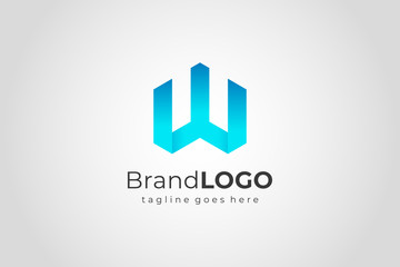 Obraz premium Hexagon Letter W Construction Architecture Building Logo. Flat Vector Logo Design Template Element