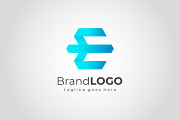 Hexagon Initial Letter E Business Logo. Flat Vector Logo Design Template Element