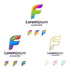 Obraz premium colorful letter f logo design bundle