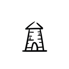 Hand drawn tower. Simple vector icon