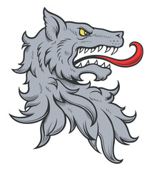 Heraldic wolf head colored