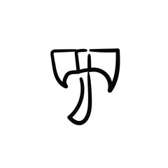 Hand drawn axe. Simple vector icon