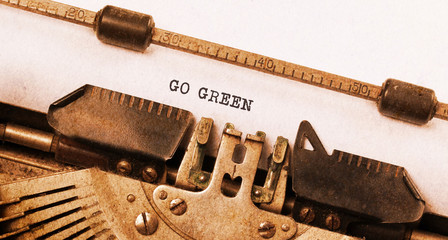 Go Green, written on an old typewriter