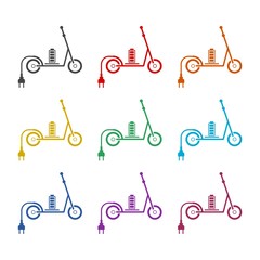 Electric Scooter color icon set isolated on white background