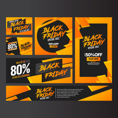 Set of black friday modern promotion web banner for social media mobile apps