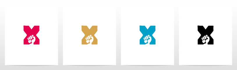 Fist Inside Letter Logo Design X