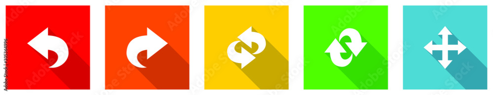 Poster Set of colorful web flat design vector icons,  arrow, right, next and direction buttons in eps 10 for webdesign and mobile applications on white background