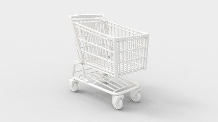 3d rendering of a shopping cart isolated in a studio background