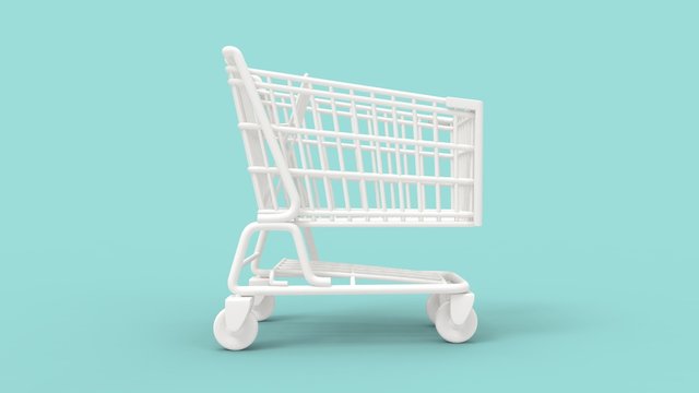 3d rendering of a shopping cart isolated in a studio background