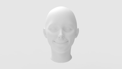 3d rendering of a human female head laughing isolated