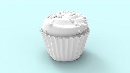 3d rendering of a cupcake isolated in colored studio background