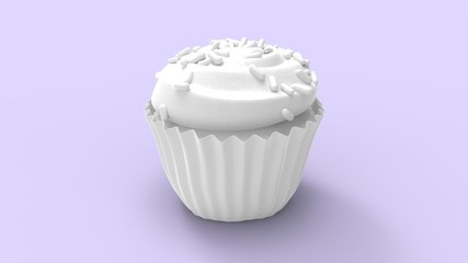3d rendering of a cupcake isolated in colored studio background