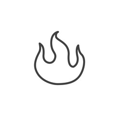 Burning fire flame line icon. Bonfire linear style sign for mobile concept and web design. Hot flaming outline vector icon. Symbol, logo illustration. Vector graphics