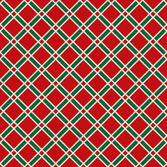 Seamless Christmas Diagonal Check Wrapping Paper Pattern