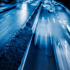 the light trails on the street in beijing china