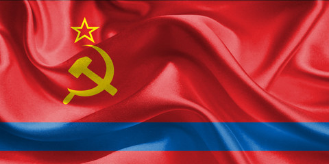 Kazakhstan Flag. Waving Rippled Flags. 3D Realistic Background Illustration in Silk Fabric Texture