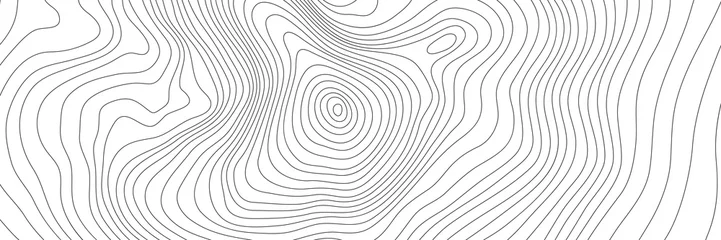 Die stilisierte Höhe der topografischen Kontur in Linien. Das Konzept eines bedingten Geographieschemas und des Geländepfads. Schwarz-Weiss. Ultraweite Größe. Vektor-Illustration. © Theus