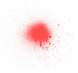 Red paint drops on white background
