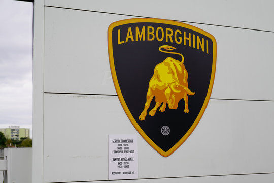 Lamborghini Logo Sign Store Entrance Of Dealership Car Shop Bull Animal Sign;