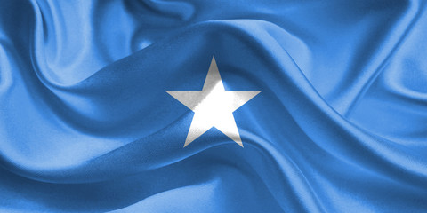 Somalia Flag. Waving Rippled Flags. 3D Realistic Background Illustration in Silk Fabric Texture