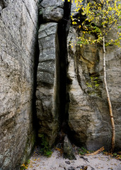 Big crack in the rock in the stone city