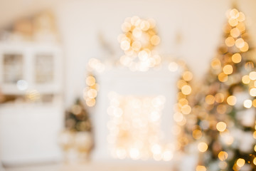 Christmas background with festive bokeh lighting, blurred holiday background