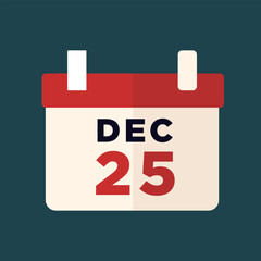 Fototapeta premium calendar date 25th december, christmas day. flat design isolated vector icon illustration