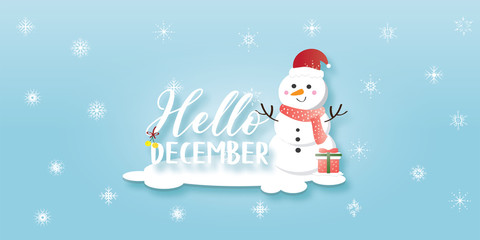 Merry Christmas in paper cut style. Vectors illustrations