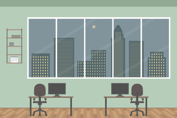 Office interior. Two tables with chairs. Vector illustration.