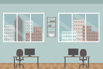 Office interior. No people. Vector illustration.