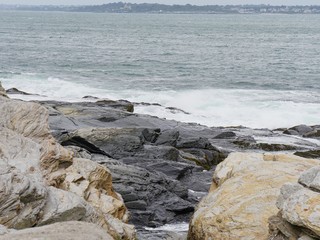 Rocky shores and limestone by the ocean