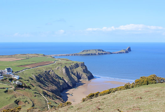 Worm's Head, Rhossili beach, Wales	