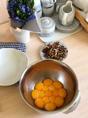 raw egg yolks in a bowl