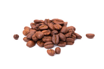 Coffee beans isolated on a white background area for copy space.