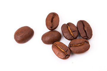 Coffee beans isolated on a white background area for copy space.