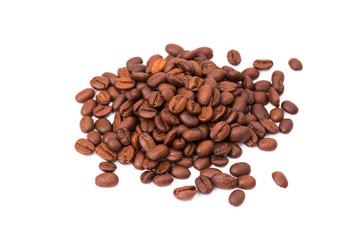 Coffee beans isolated on a white background area for copy space.