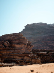 Fototapeta na wymiar Canyon in the desert of Wadi Rum.