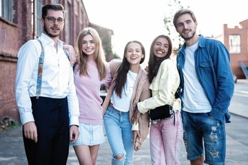 Fototapeta premium Group of young people having fun together outdoors