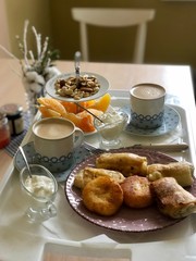 breakfast with coffee and croissant