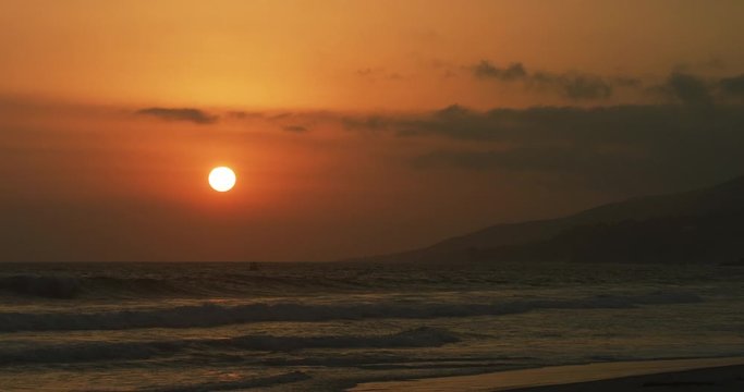 Time Lapse of the sun setting at Zuma Beach, Malibu California